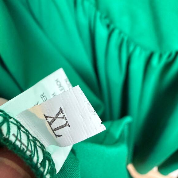 Emerald Green Sleeveless Fit & Flare Dress Tie Back Scoop Stretch Classy Pockets - Picture 8 of 10